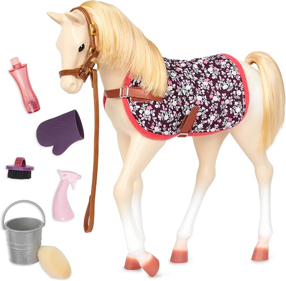 Our Generation Baby Horse Toy Grooming Set 18-inch Doll Accessories Pretend Play Toys for Kids Ages 3 & Up Palomino Foal