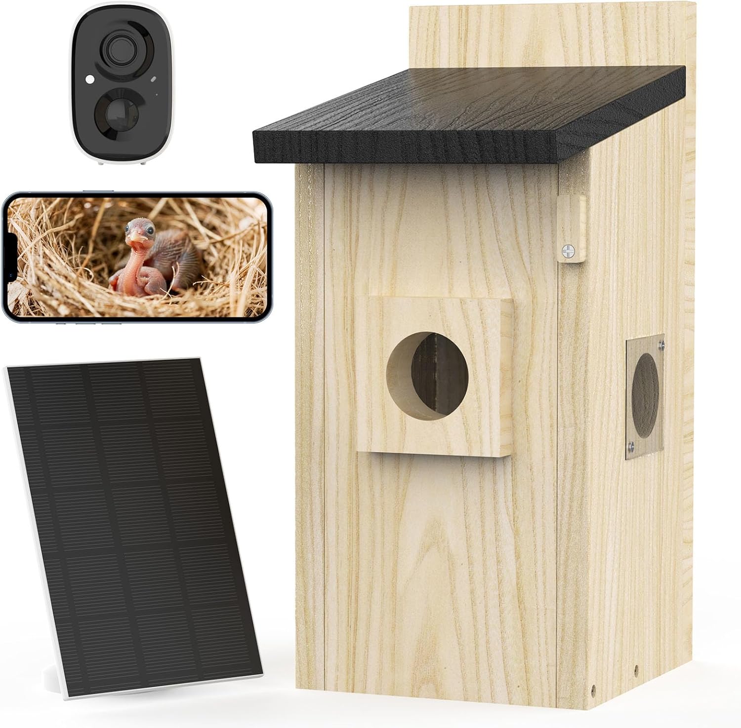 Smart Bird Houses for Outside Solar Powered,4MP Birdhouse Camera for Outdoors, Watch Bird Nesting & Hatching in Real Time, AI Identify Bird Behavior & Create, DIY