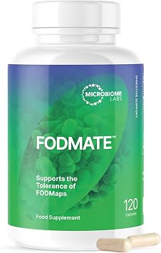 Microbiome Labs FODMATE   Digestive Enzymes for Low FODMAP Protocols & Gut Health, High Strength Enzyme Complex for Bloating, Digestion Support with Lactase & Alpha-Galactosidase 120 Vegan Capsules