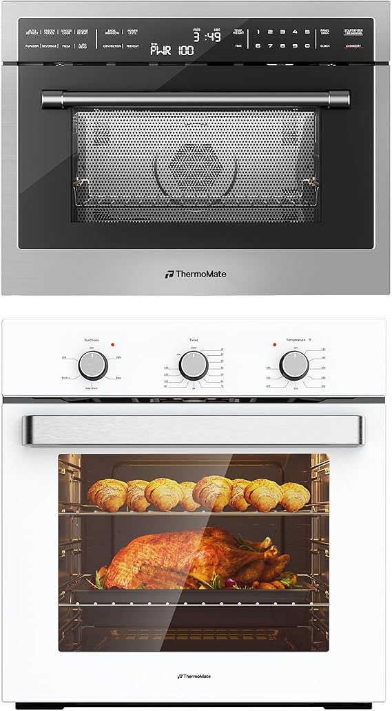 ThermoMate 2.8 Cu.ft. Electric Wall Oven with 5 Cooking Functions+24 Inch Built-in Microwave and Convection Oven Combination