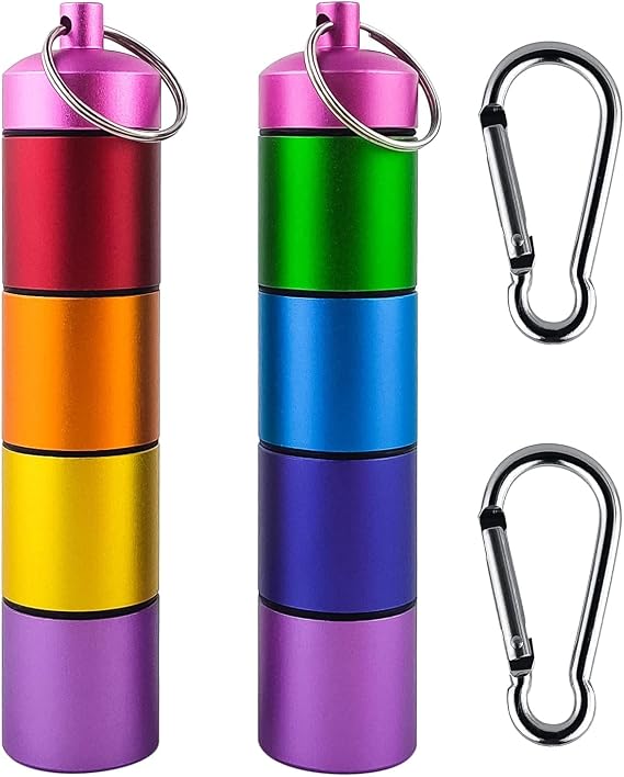 Small Portable Pill Case Keychain for Travel | Metal Pill Organizer Case Keychain, Stackable Waterproof Travel Cute Pill Box Holder, Vitamins and Medicine