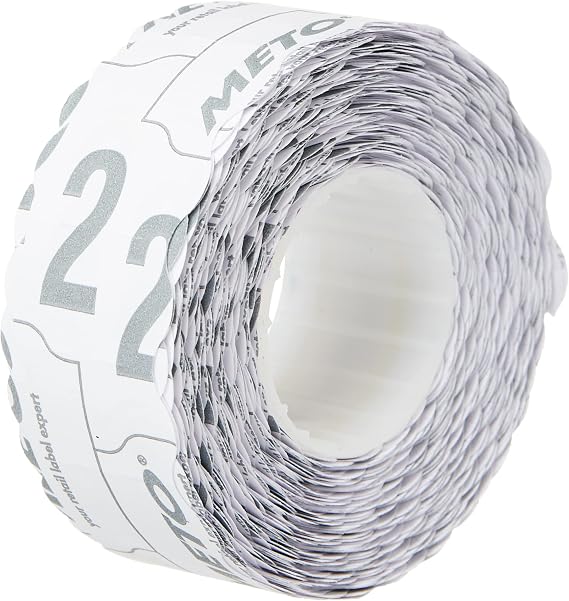 Meto Price Gun Labels (2212 mm, Single-line, White, 12,000 Labels, Permanently Adhesive, for METO, Contact, Sato, Avery, Tovel, Samark etc.)