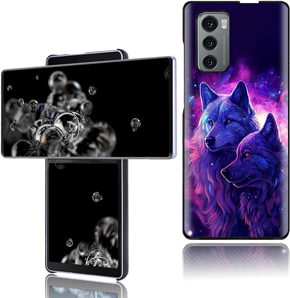 for LG Wing Case,for LG Wing Phone Case Slim Hard PC Ultra-Thin Anti-Scratches Shockproof Protective Phone Cover Case for LG Wing 5G 6.8 inch,Blue Purple Wolf