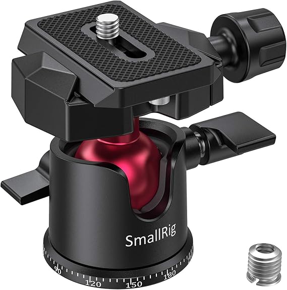 SmallRig Mini Ball Head with 360 Panoramic & Quick Release Plate - BUT2665 | with 1/4" Screw & 3/8" Thread Mount, Metal Ball Joint, Max Load 4.4lbs/2kg, Works for DSLR/for GoPro/Monopod/for Phone