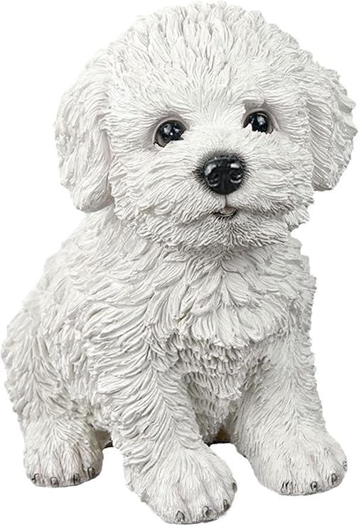 Dog Figurine Resin Dog Statue Animal Ornament Collection Figurine Sculpture for Room Tabletop Decor - White