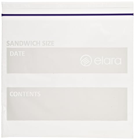 Elara PB-ZS500 Reclozables Double Zipper Resealable Poly Storage Bags, Double Track Zip Closure, Sandwich Size, Pint Capacity, 1.5 Mil, LDPE, Food Safe, BPA Free (Case of 500)