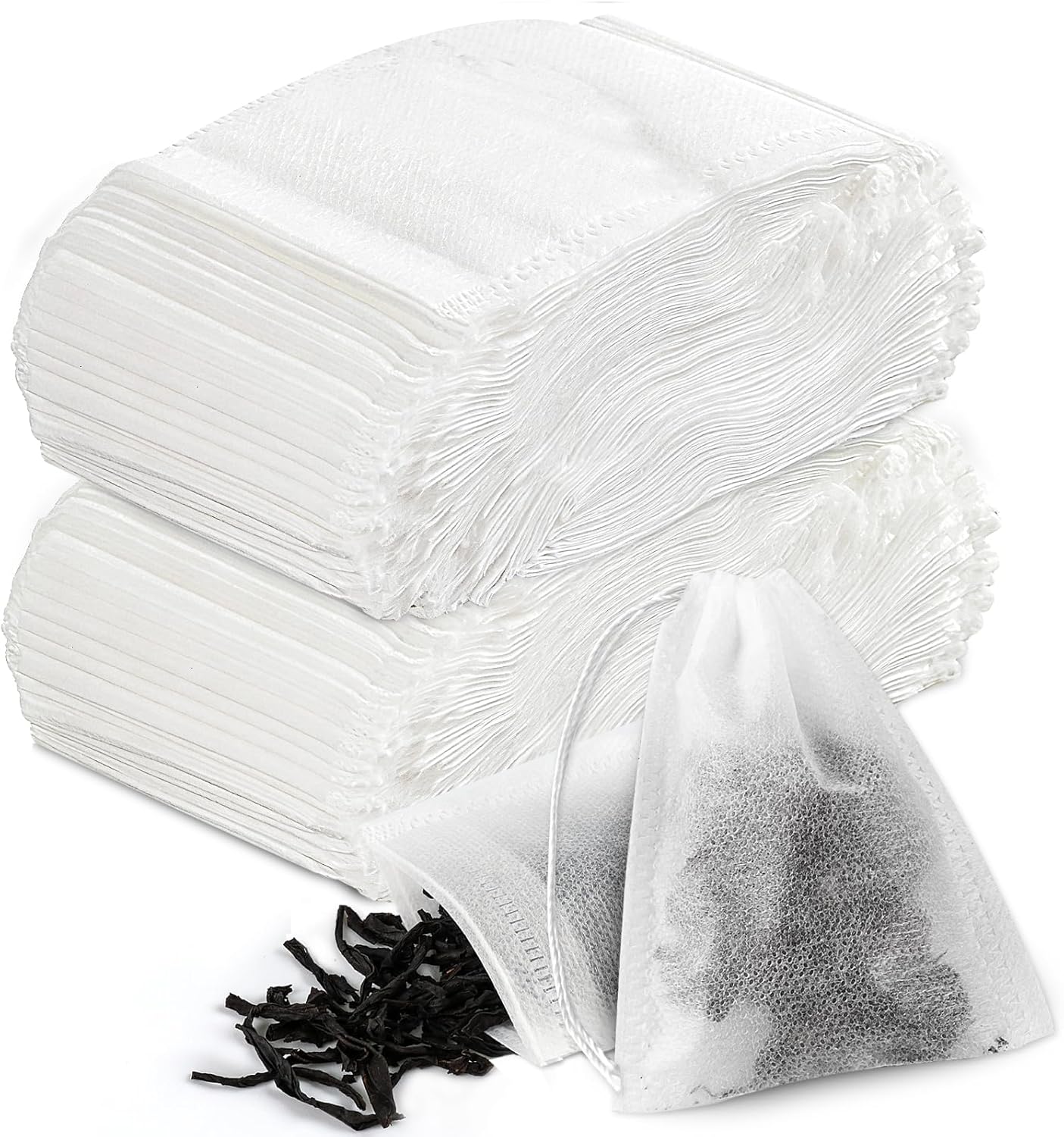 MOXYOY 200 Pcs Tea Filter Bags with Drawstring, Tea Bag Empty, Teafilter, Empty Tea Bags for Loose Tea, Coffee, Spices(7X9CM)