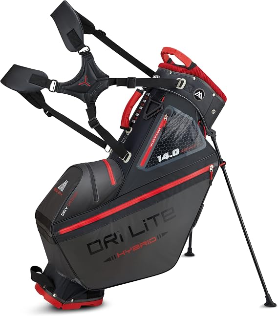 Big Max Dri Lite Hybrid Tour Stand Bag - Water-Repellent, Ultra-Lightweight & Push Cart-Compatible Golf Bag with 14-Way Divider Top with Ample Storage for Golf Accessories