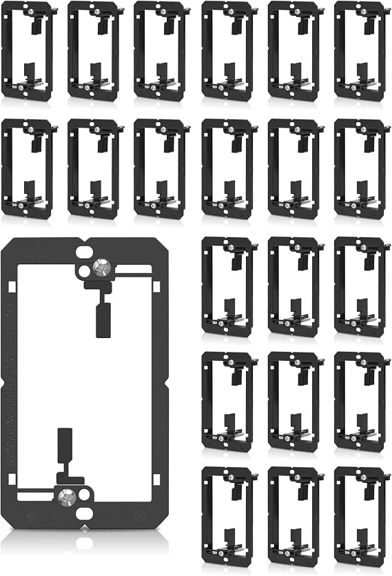 22 Pack Single Gang Multipurpose Drywall Wall Plate Low Voltage Mounting Bracket Device Black