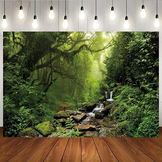 Jungle Forest Backdrop for Photography 10x8ft Rainforest Spring Green Forest Photo Background Nature Scenery Newborn Baby Shower Birthday Party Decor Banner Photo Booth Studio Shoot Props