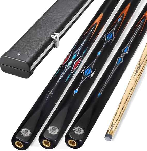 one Piece Pool cues Set of 4One-Piece Snooker cue with Carved Head Black Eight-Pole Pool cue with Middle Head 10MM(Color:3)