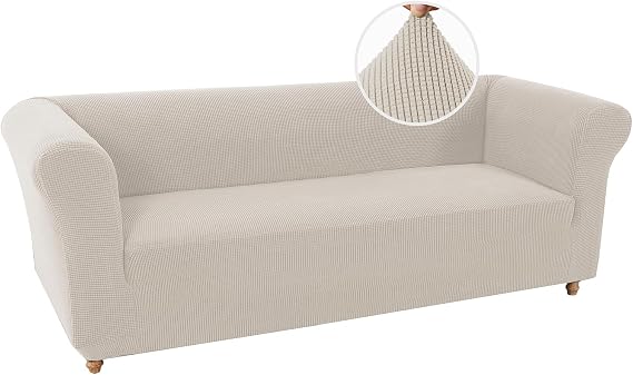 Sofa Cover, Stretch Couch Cover, Sofa Cover for Chesterfield, Elastic Sofa Slipcovers, Anti Slip Sofa Cover, Furniture Protector (Nature,3-Seater)