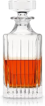 Viski Reserve Milo Whiskey Decanter with Stopper, Stylish Crystal Liquor Decanter for Bourbon, Scotch, Spirits, Wedding Gifts, Man Cave Essentials, Elegant Home Bar Accessories, 28 oz 828 ml