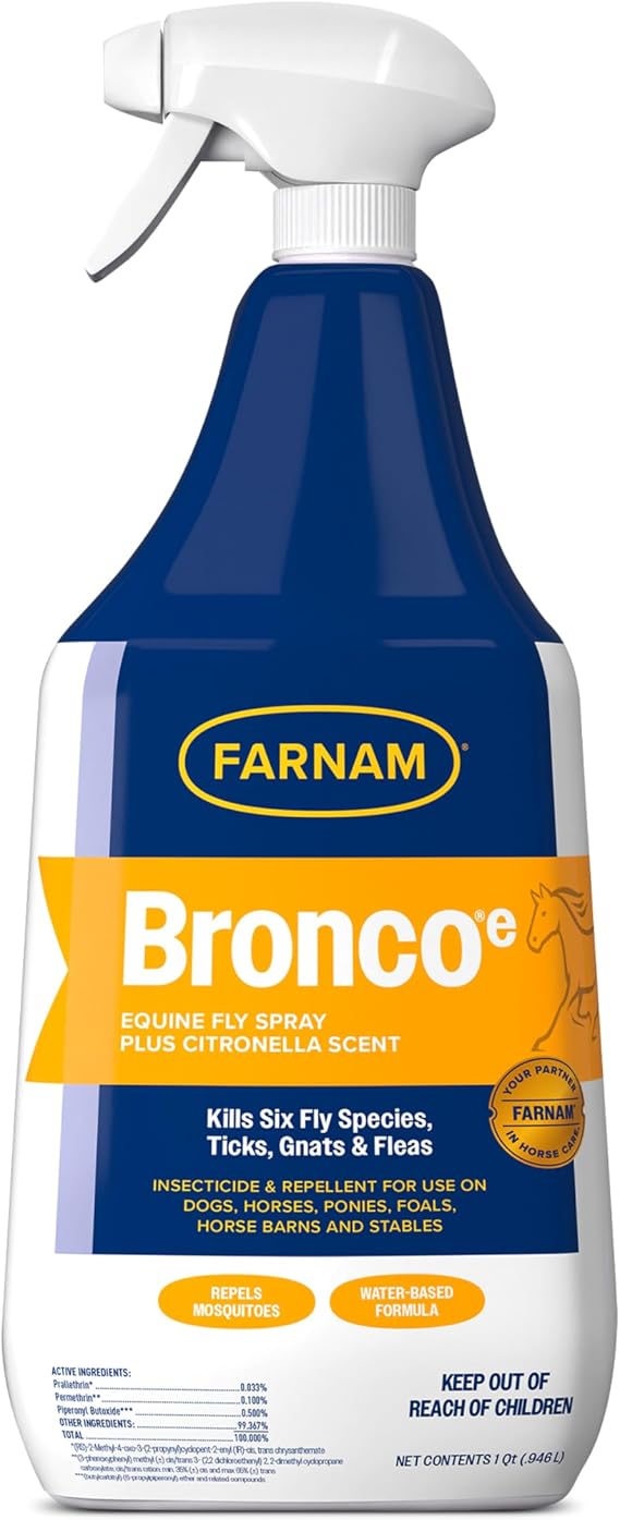 Farnam Bronco E Fly Spray for Horses, Dogs & Premises 32 oz Spray