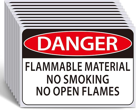 10 PCS Danger Flammable Material No Smoking No Open Flames Sign