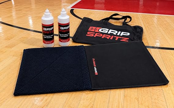 Grip Spritz - Basketball Courtside Shoe Traction Mat - Sticky Pad Alternative - Non-Slip Sneaker Board - Traction Pad with 64 Games & Practices of Solution & Tote Carrying Bag