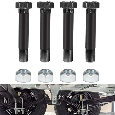 9/16"-18 X 3 Long Trailer Leaf Spring Shackle Bolts (Grade 5) with Nuts for 2000 LB and 3500 LB Axles 23030 Set of 4