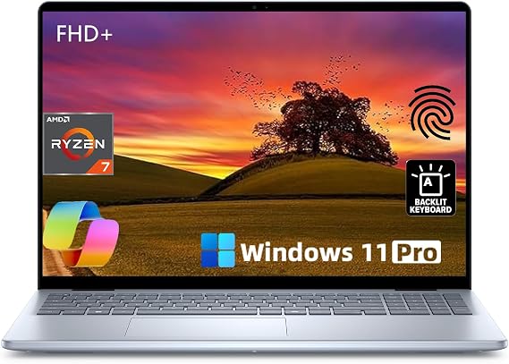 Dell Inspiron 16 Laptop, 16" FHD+ Display, AMD Ryzen 7-8840U, 16 GB DDR5, 1 TB SSD, Wi-Fi 6E, Backlit Keyboard, Windows 11 Pro