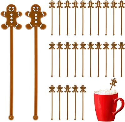 30 Pcs Christmas Drink Stirrers Stir Sticks Holiday Coffee Stirrer Plastic Swizzle Stick Coffee Hot Cocoa Bar Supplies Reusable Beverage Cocktails Mixers