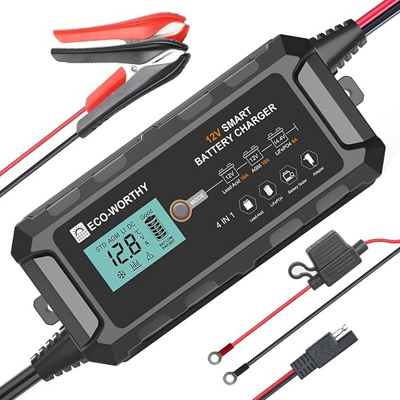 ECO-WORTHY 12V 10A Battery Charger for Lead-Acid, LiFePO4 Battery
