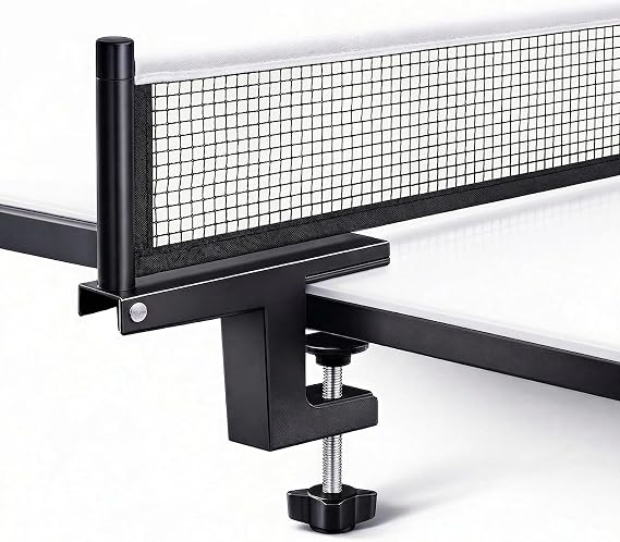 Premium Table Tennis Net and Post Set - Portable and Easy Setup Ping Pong Net with Freestanding Vertical Support Posts, Black