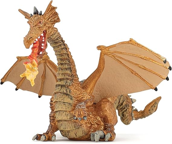 Papo Gold Flame Dragon Figurine, Enchanted World Collection, Kids Ages 3+