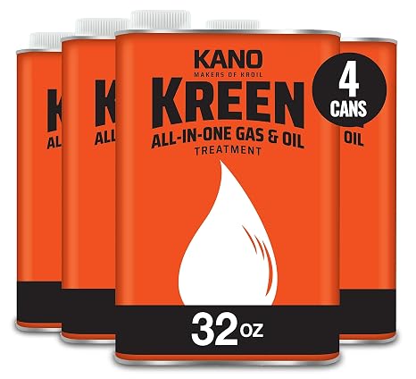 Kroil Kreen All-in-One Gas & Oil Treatment - Engine Cleaner Additive - Improves Compression, Reduces Oil Use & Removes Carbon Deposits - For Gas & Diesel - Can - 1 qt - 4 Pack (AZKR161C4)