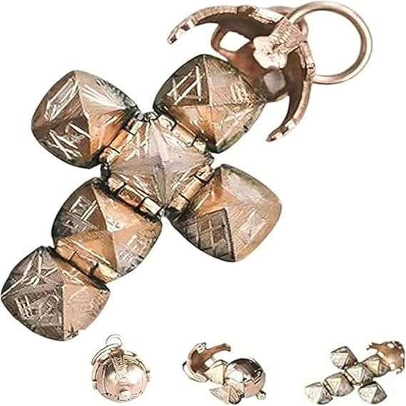 Mini Transformable Masonic Sphere Pendant, Transformative Design of Sphere to Cross, A Portable Symbol of Brotherly Legacy, Mini Transforming Jewelry Foldable Ball Pendant (Excluding Chains)