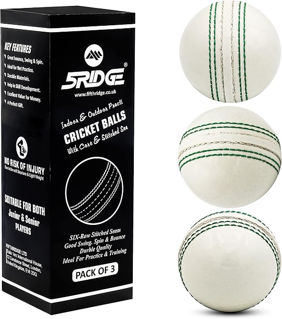 3PCS Cricket Balls for Training Soft & Safe Rubber Practice Cricket Ball With Real Stitched Seam & Core For Bounce, Swing & Spin, Ideal For Training, Match and Garden Play