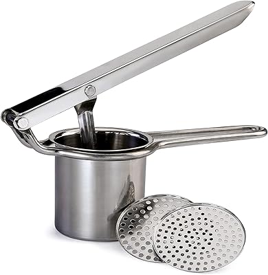 Vinod Large Potato Ricer - Heavy Duty Stainless Steel Potato Masher | Manual Press & Mash for Fruits & Vegetables | Kitchen Tool | Perfect Mashed Potatoes Every Time | 2 Interchangeable Discs