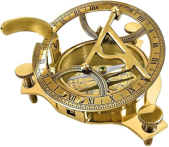 PARIJAT HANDICRAFT 3" Sundial Compass - Solid Brass Sun Dial Beautiful Nautical Sundial Compass