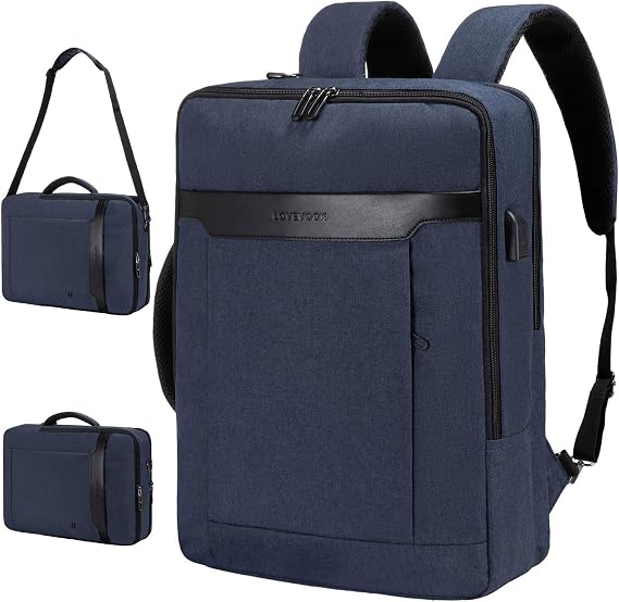 LOVEVOOK Convertible Laptop Backpack Bag, 3 in 1 Mens Messenger Bag Business Briefcases Fits 15.6 Inch Laptop, Shoulder Bags Computer Backpacks for Travel College Office for Men Women, Blue