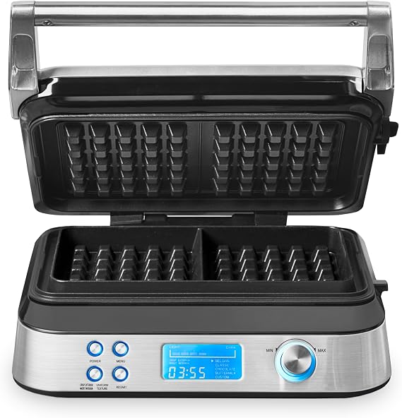 GASTROBACK Belgian Waffle Maker 1600W - Non Stick Belgian Waffle Iron with 5 Automatic Programs - 7 Adjustable Temperature Control Settings Double Waffle Maker - Deep Fill Waffles Machine