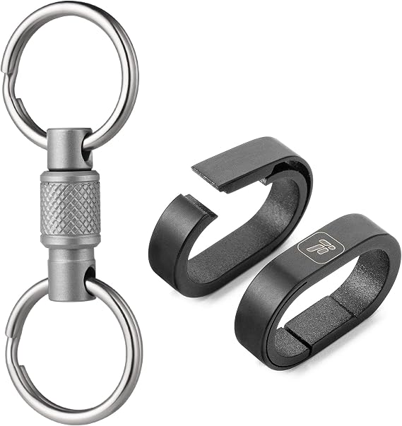 FEGVE Titanium Quick Release Swivel Keychain Titanium Key Chain Rings