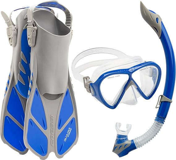 Cressi Adult Snorkeling Set (Mask, Snorkel, Adjustable Fins) Ideal for Travel - Lightweight Colorful Equipment | Bonete Set