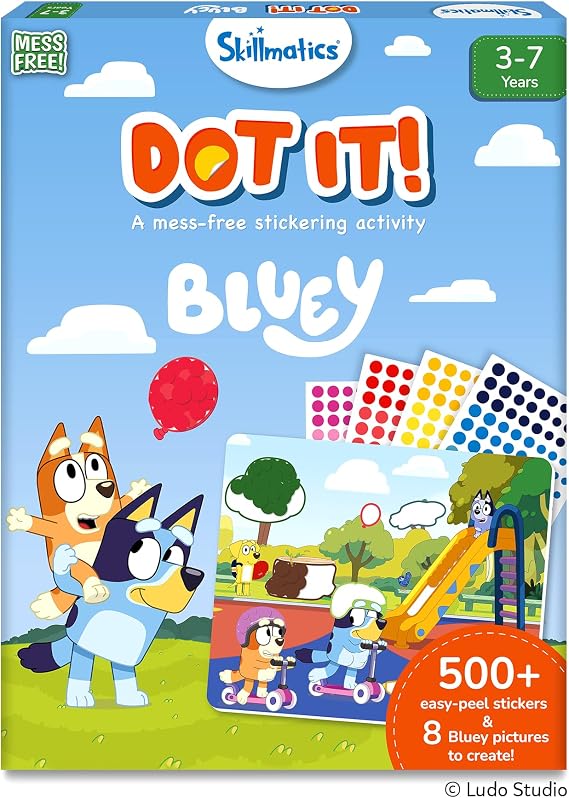 Skillmatics Dot It Bluey Sticker Art, Travel Toy, Craft Kit for Kids
