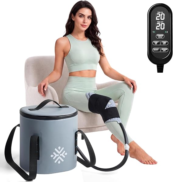 Ice Machine for Knee After Surgery w/Compression, Hip Replacement Cold Therapy Machine, Cryocuff Wrap Pack for Shoulder Recovery, ACL Cold Circulation System
