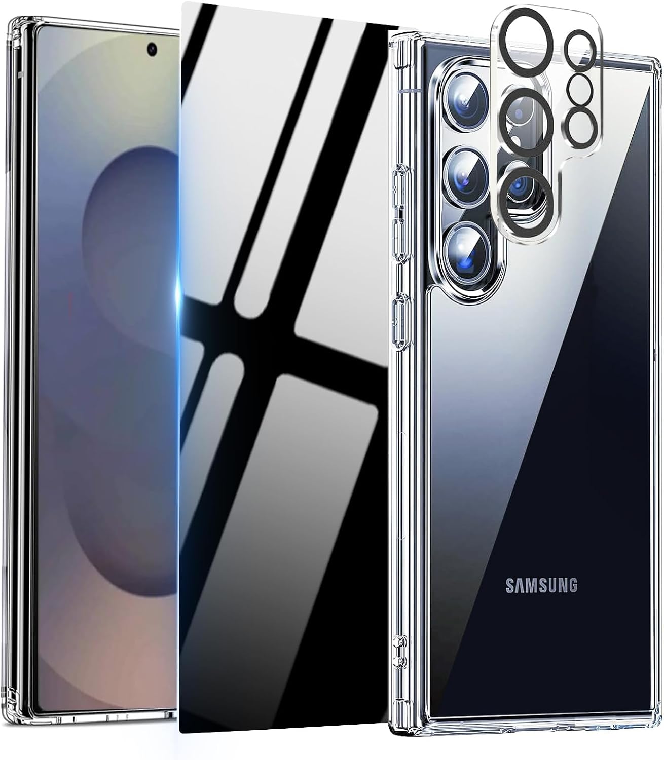 for Samsung Galaxy S25 Ultra 5G Case with Privacy Screen Protector,Galaxy S 25 Ultra Phone Case with Camera Cover,Soft Anti Yellowing Shockproof Cover for Samsung S25 Ultra,Clear