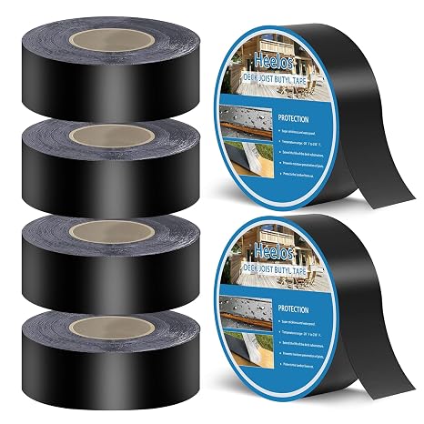 Butyl Joist Tape for Decking 2''50', 6 Pack Weather-Resistant Deck Joist Tape, Waterproof Seal Antiseptic Butyl Joists Tape,Self-Adhesive Flashing Joists Tape for Wood Decks Beams Roof