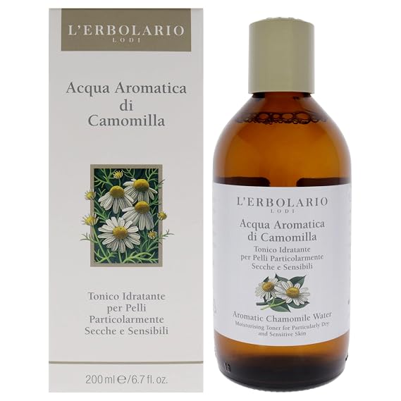 L'Erbolario Aromatic Chamomile Water Alcohol-Free Face Moisturizer Toner for Dry and Sensitive Skin - Toner for Face to Remove Impurities - 6.7