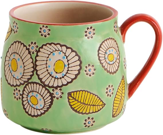 Chumbak Cheer Mug Tableware, Home Decor, Ceramicware, Plates and Platters, Serveware, Kitchenware, Colourful, Unique Chumbak Design, Green, 20 X 20 X 3 cms