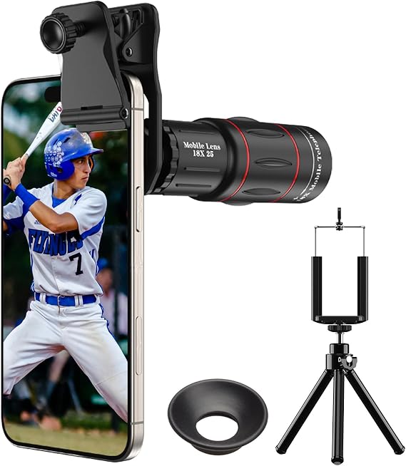 APEXEL Smartphone Telephoto Lens, Monocular, Telescope, 18x Live Dedicated / 3.4 oz 94 g, Lightweight, Tripod Included, Compact, Easy to Carry, Clear and Clear Pictures, Smartphone Lens, Easy to