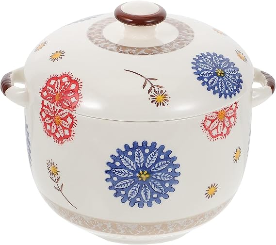 Ceramic Stew Pot with Lid Porcelain Steaming Cup Steam Soup Bowl Soup Pot Rice Bowl Noodle Bowl for Egg Custard Medicinal and Birds Nest 1000ml