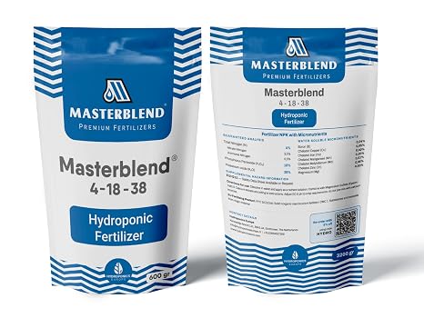 Masterblend 4-18-38 Hydroponics Fertiliser 4 kg Pure 4-18-38 Basic Component without Additives Nutrients for Hydroponics DWC Aeroponics & Kratky For Tomatoes Peppers & Vegetables