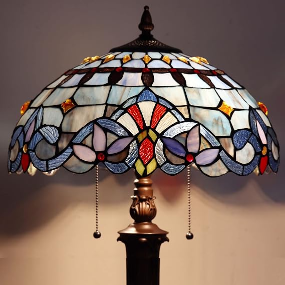 Capulina Tiffany Lamp Antique Light Blue Stained Glass Floor lamp 2-Light