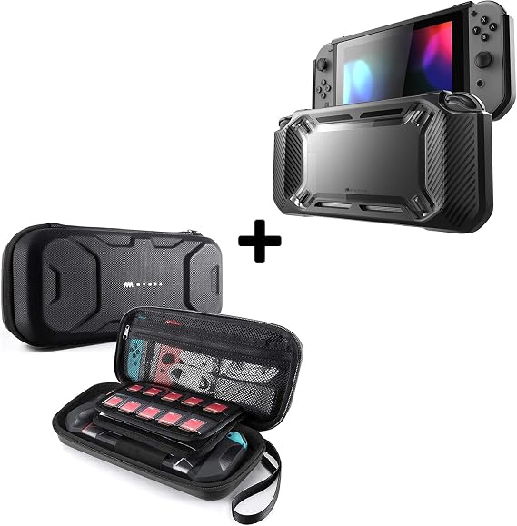 Mumba Case Bundle for Nintendo Switch 1 (2017 Released),Rugged Series Protective Case & Matching Standard Carrying Case