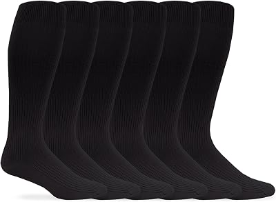 Jefferies Socks Mens Classic Nylon Rib Uniform over the calf Dress Socks 6 Pair Pack