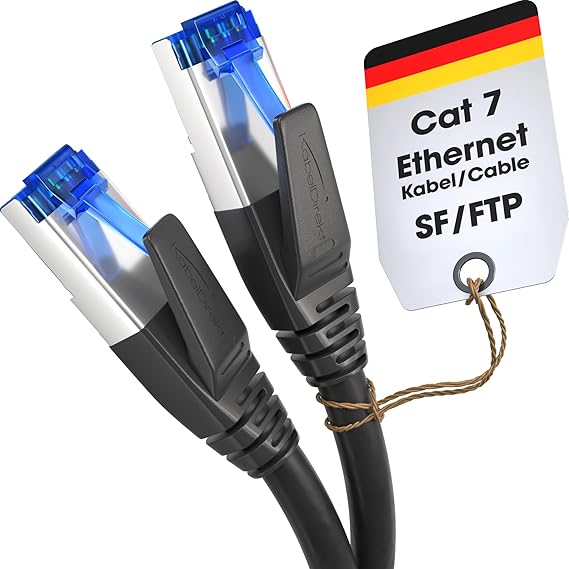 KabelDirect – Cat 7 Ethernet Cable, break-resistant – 0.5m – 10 Gbit Network, available from 0.25-30m (Patch cable for high-speed networks, PC, Switch/Router/Modem, RJ45, black)