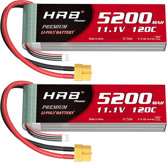 HRB 2PCS 3S 5200mAh Lipo Battery XT60 120C 11.1V Compatible with RC Plane