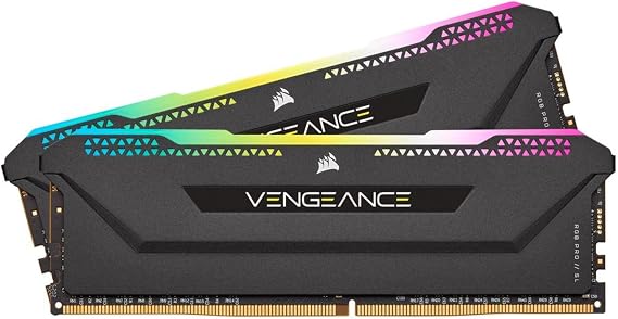 Corsair Vengeance RGB Pro SL 16GB (2x8GB) DDR4 3200 (PC4-25600) C16 Desktop Memory Black (CMH16GX4M2E3200C16)